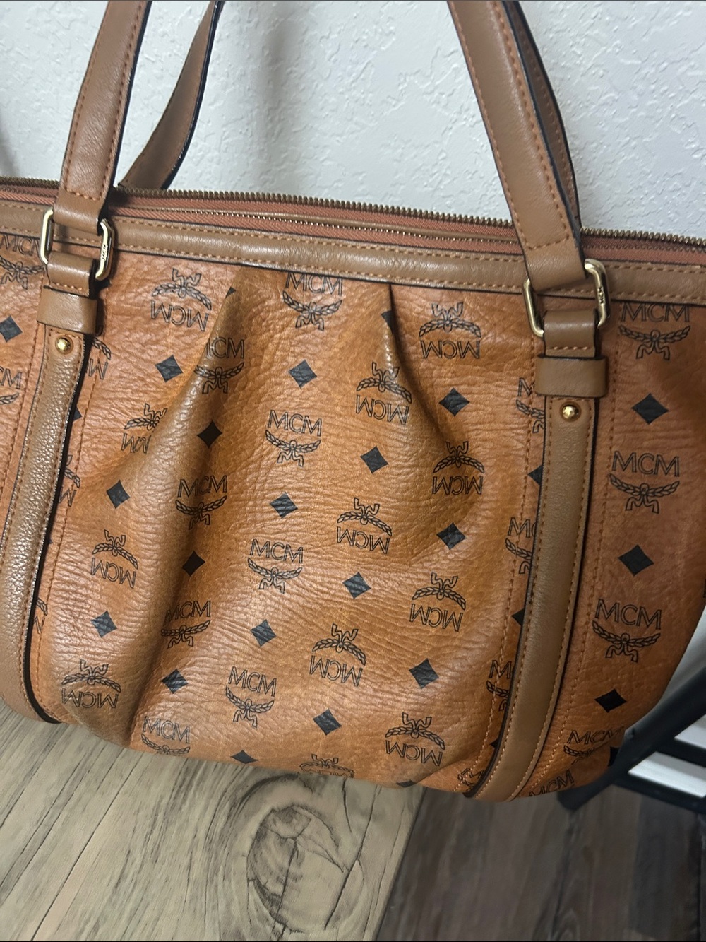 MCM Cognac Visetos Logo Convertible Shoulder Bag - Picture 8 of 10